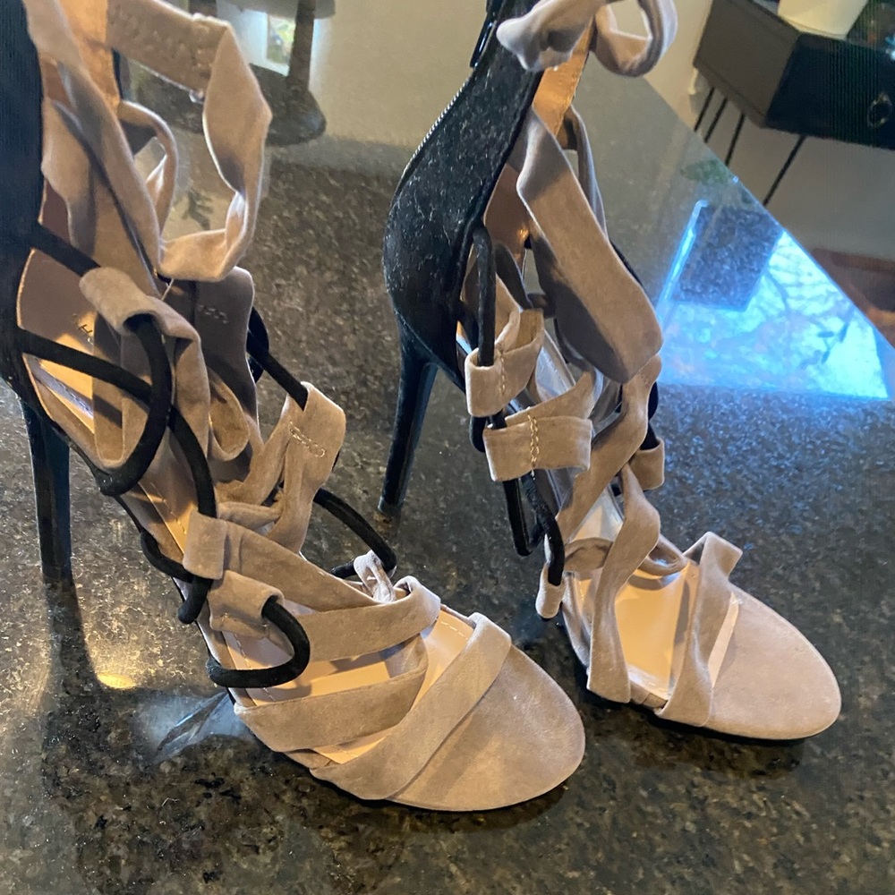 Black and grayish shoes
